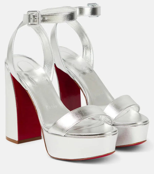 Christian Louboutin Movida Sabina metallic leather platform sandals | LYBSTORE