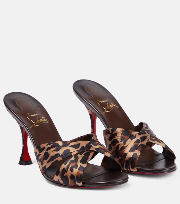 Christian Louboutin Nicol is Back 85 leopard-print satin mules