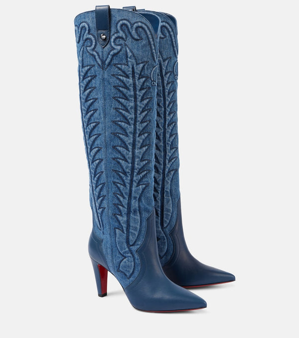 Christian Louboutin Santia Botta 85 denim and leather boots