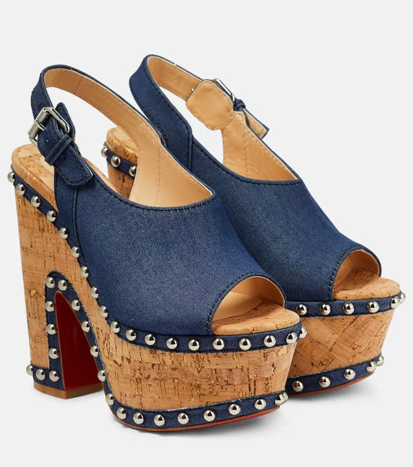 Christian Louboutin Super Joan denim platform sandals | LYBSTORE