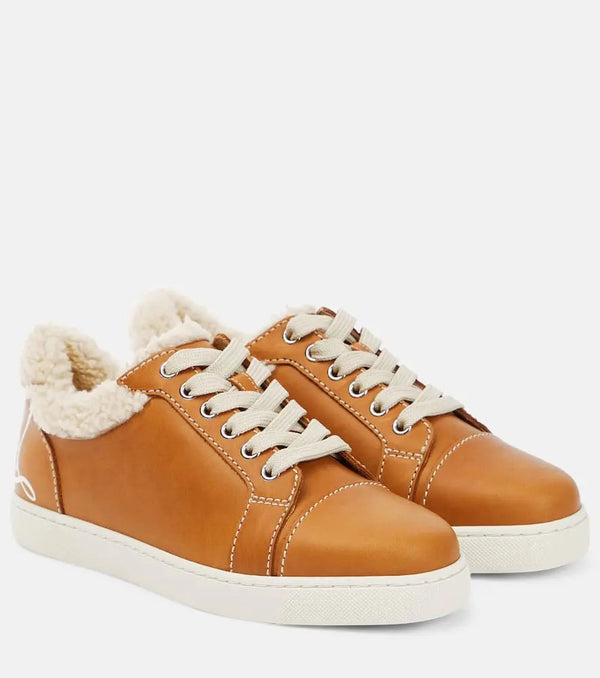 Christian Louboutin Vierissima shearling-trimmed sneakers | LYBSTORE