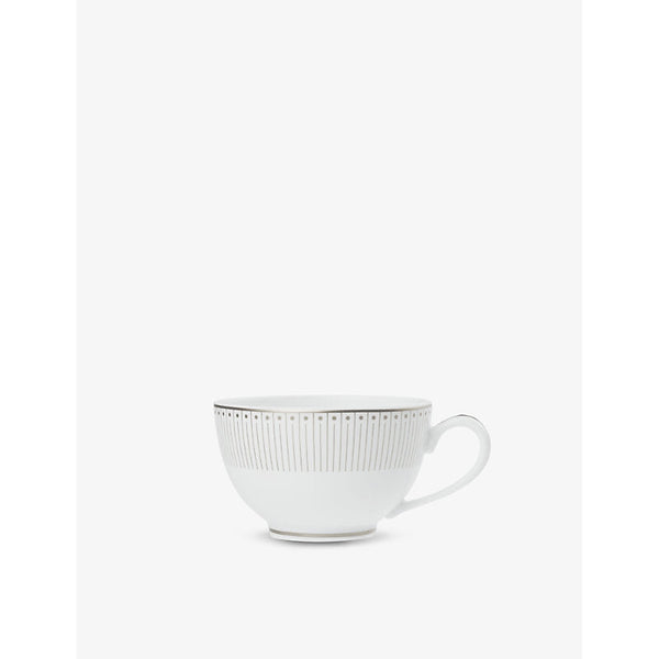 Christofle Malmaison platinum-trim porcelain teacup set of two