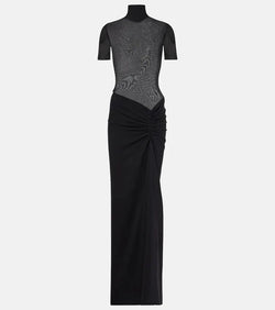 Christopher Esber Fusion gathered jersey and crêpe maxi dress