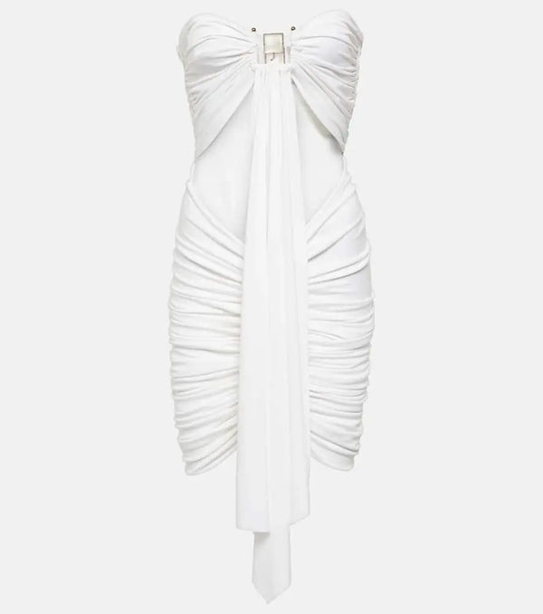 Christopher Esber Ring-detail ruched cutout minidress