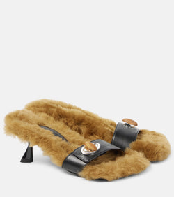 Christopher Esber Turnlock shearling-trimmed mules