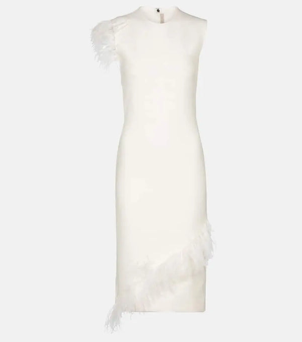 Christopher Kane Feather-trimmed wool-blend dress | LYBSTORE