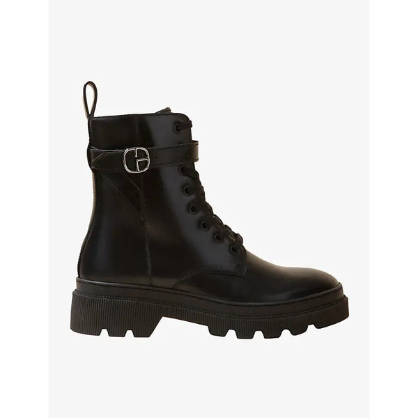 Claudie Pierlot Charm-embellished lace-up leather ankle boots