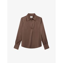 Womens Claudie Pierlot Collar V-neck satin shirt