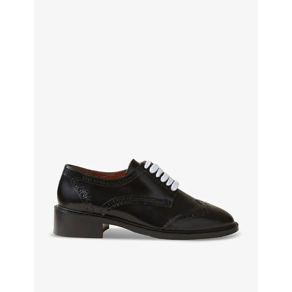 Claudie Pierlot Contrast-lace heeled leather Derby shoes | Claudie Pierlot