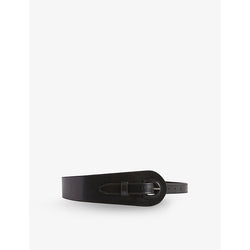 Claudie Pierlot Curved wide leather buckle belt | LYBSTORE