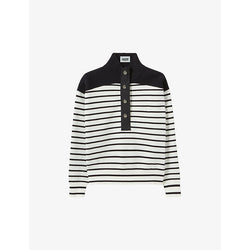 Womens Claudie Pierlot High-neck stripe-pattern woven jumper