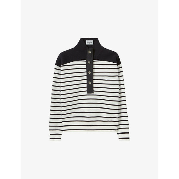 Womens Claudie Pierlot High-neck stripe-pattern woven jumper