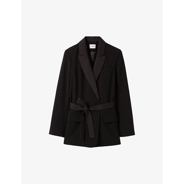 Womens Claudie Pierlot Lapel-collar tie-waist woven blazer