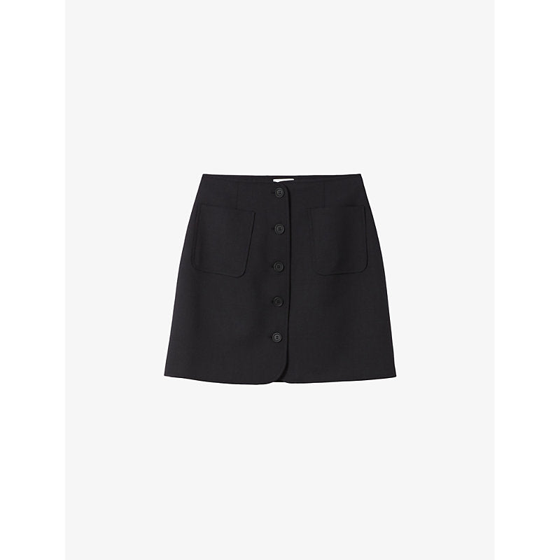 Womens Claudie Pierlot Mid-rise buttoned wool-blend mini skirt