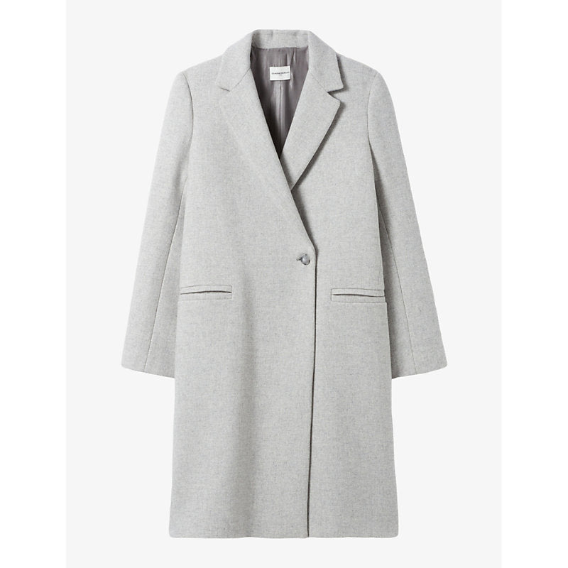 Womens Claudie Pierlot Notch-lapel regular-fit mid-length wool-blend coat