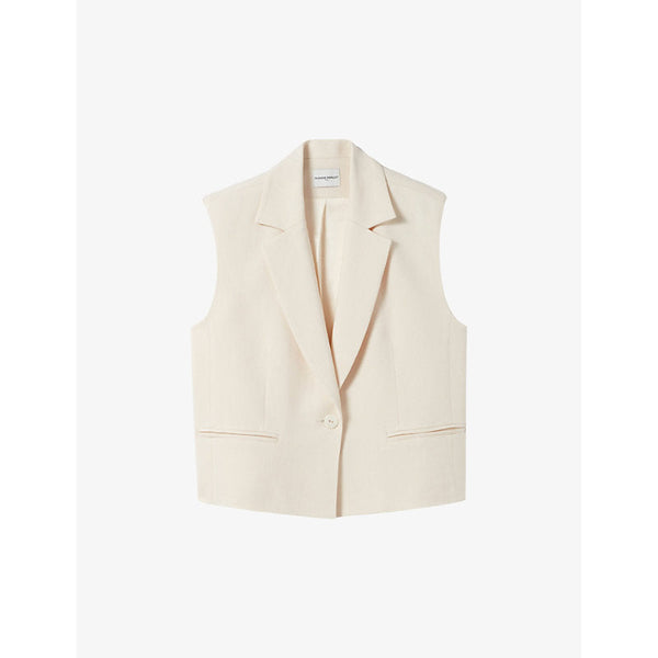 Womens Claudie Pierlot Notch-lapel sleeveless stretch-woven blazer