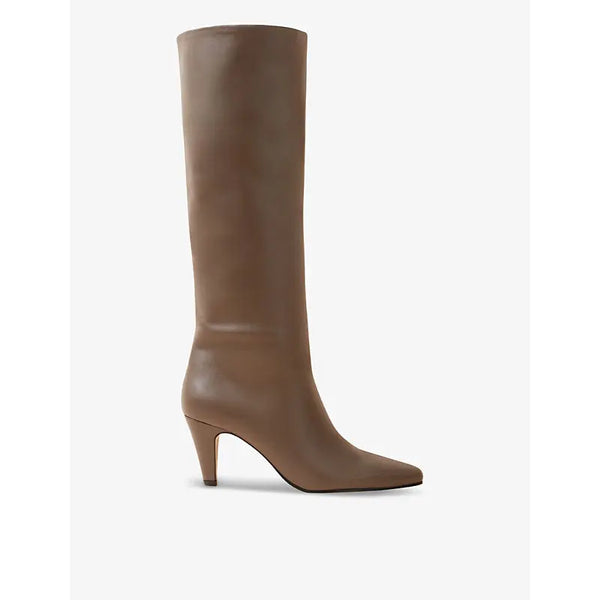 Claudie Pierlot Pointed-toe knee-high heeled leather boots