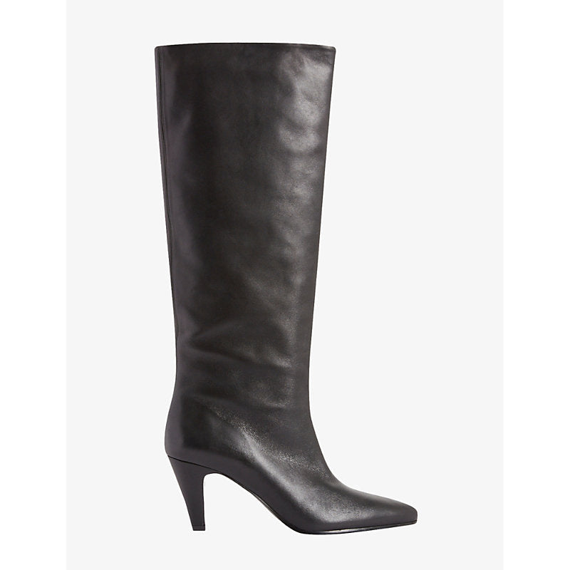 Womens Claudie Pierlot Pointed-toe leather knee-high boots