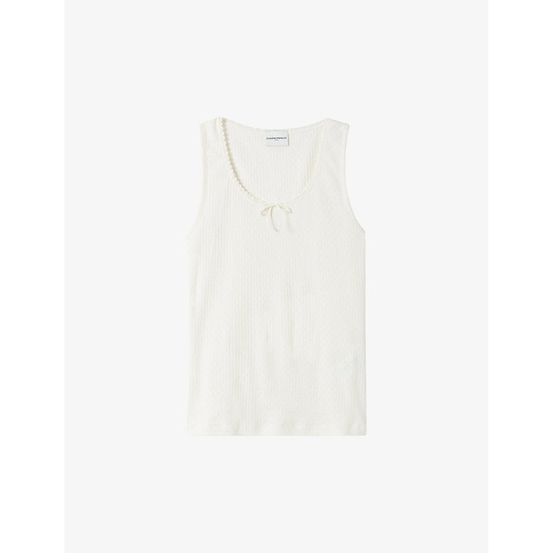 Womens Claudie Pierlot Pointelle-embroidered sleeveless cotton top