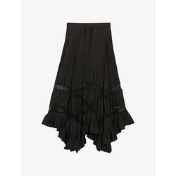 Claudie Pierlot Seloda pleated ruffled woven maxi skirt | LYBSTORE