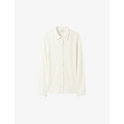 Womens Claudie Pierlot Shirt-collar long-sleeve ribbed cotton cardigan