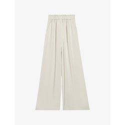 Womens Claudie Pierlot Smocked-waistband wide-leg satin trousers