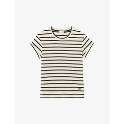 Womens Claudie Pierlot Striped short-sleeved cotton-jersey T-shirt