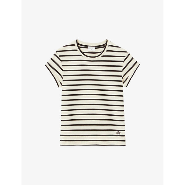 Womens Claudie Pierlot Striped short-sleeved cotton-jersey T-shirt