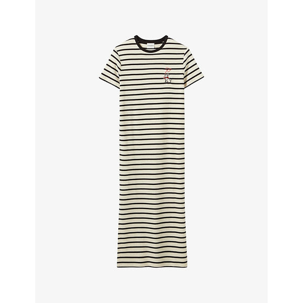 Womens Claudie Pierlot Striped short-sleeved cotton-jersey maxi dresss