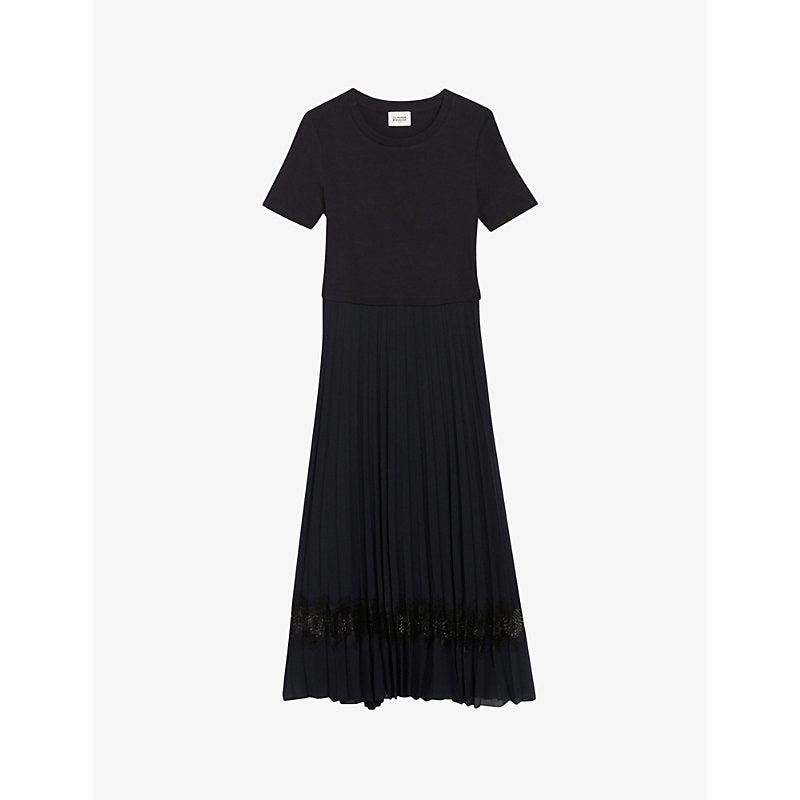 Womens Claudie Pierlot Teli pleated-petticoat cotton midi dress