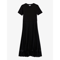 Womens Claudie Pierlot Telie pleated cotton midi dress