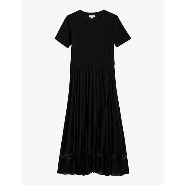 Womens Claudie Pierlot Telie pleated cotton midi dress