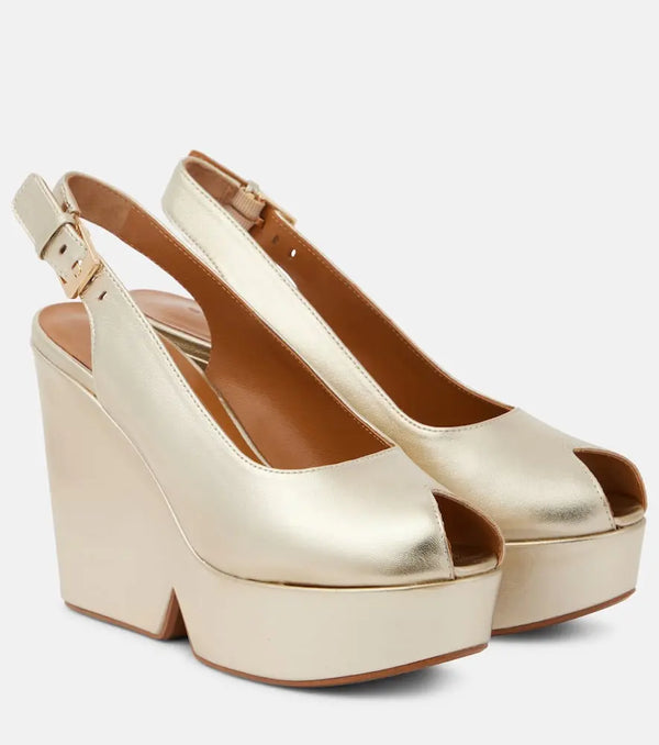 Clergerie Dylan metallic leather wedge sandals | LYBSTORE