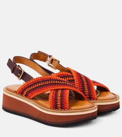 Clergerie Faden leather-trimmed crochet sandals