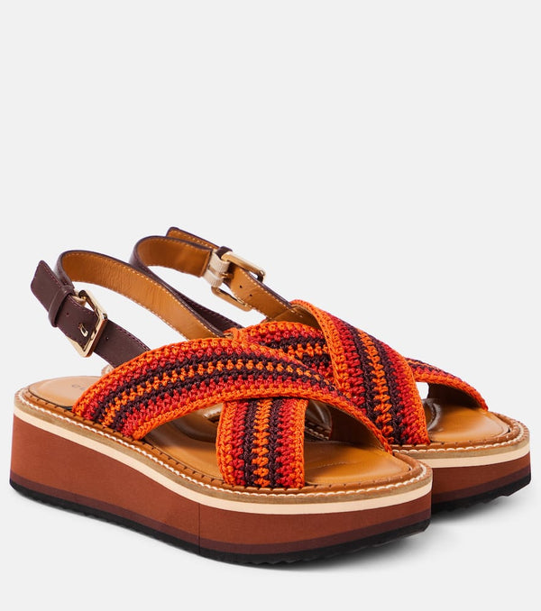 Clergerie Faden leather-trimmed crochet sandals