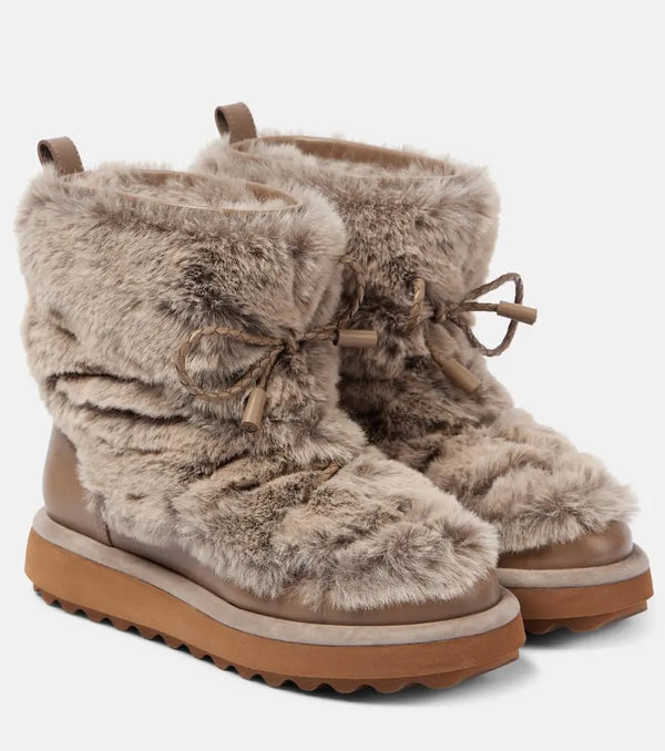 Clergerie Zeva leather-trimmed faux fur boots