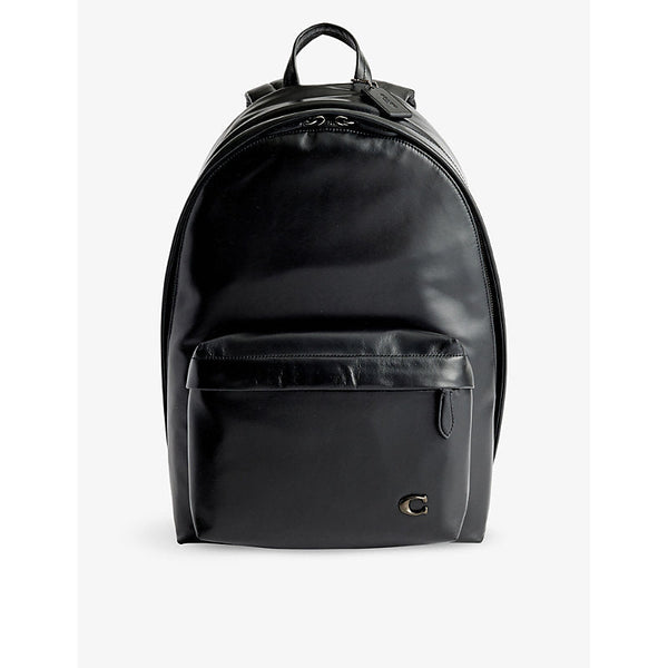 Mens Coach Brand-plaque leather backpack