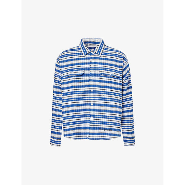 Mens Cole Buxton Checked logo-embroidered cotton shirt