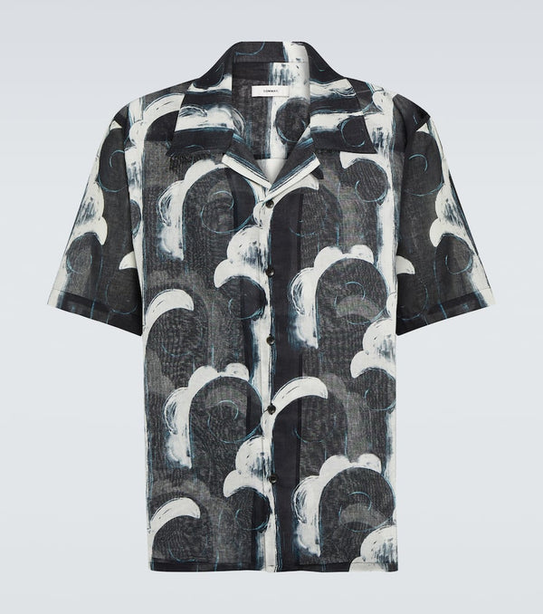 Commas Printed cotton voile bowling shirt