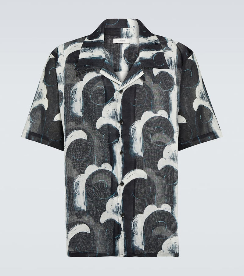 Commas Printed cotton voile bowling shirt