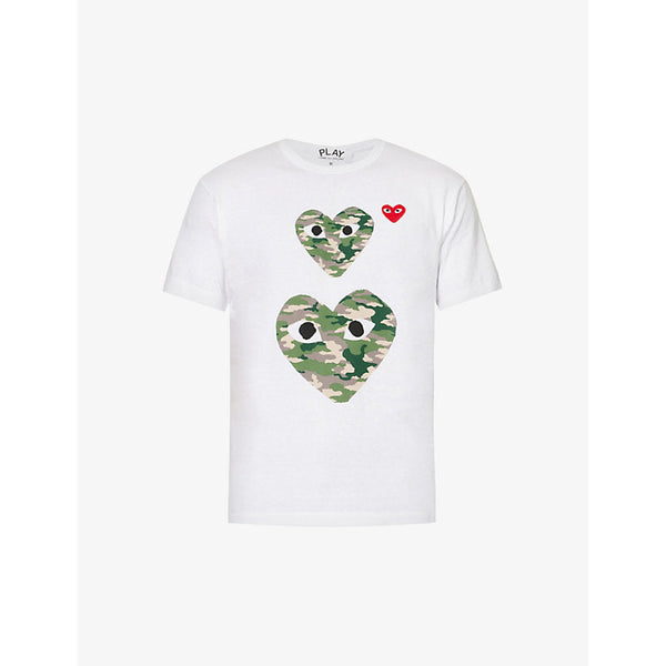 Comme Des Garcons Play Double Camo Heart brand-print regular-fit cotton-jersey T-shirt