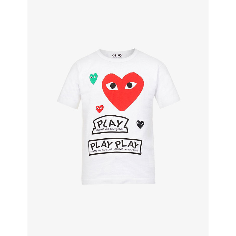 Mens Comme Des Garcons Play Hearts & Play logo-print cotton-jersey T-shirt