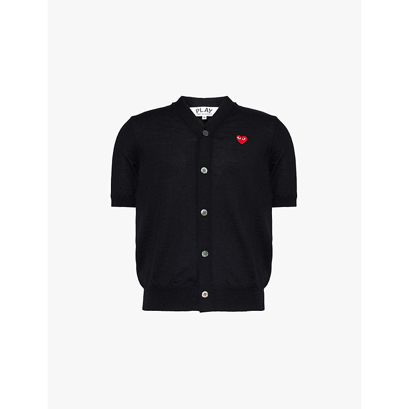 Mens Comme Des Garcons Play Logo-patch short-sleeve wool polo shirt