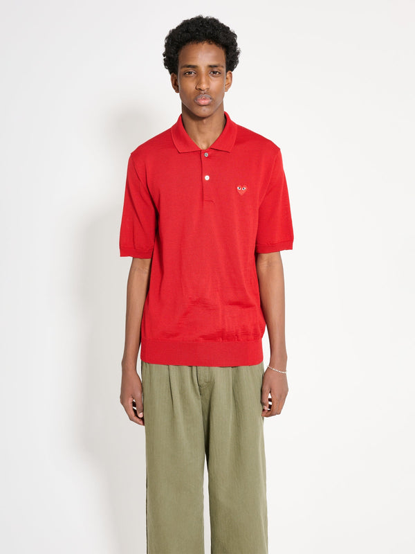 Comme des Garcons PLAY Polo Neck Short Sleeve Shirt Red