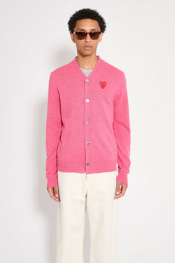 Comme des Garcons Play Double Heart Knitted Cardigan Pink