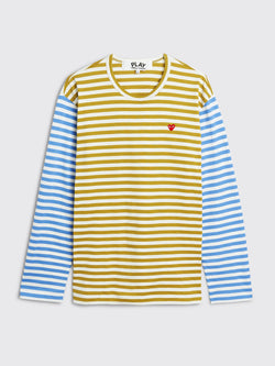 Comme des Garcons Play Mini Heart LS T-shirt Stripe Olive / Blue