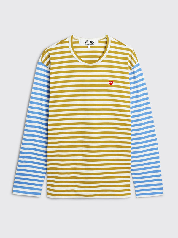 Comme des Garcons Play Mini Heart LS T-shirt Stripe Olive / Blue