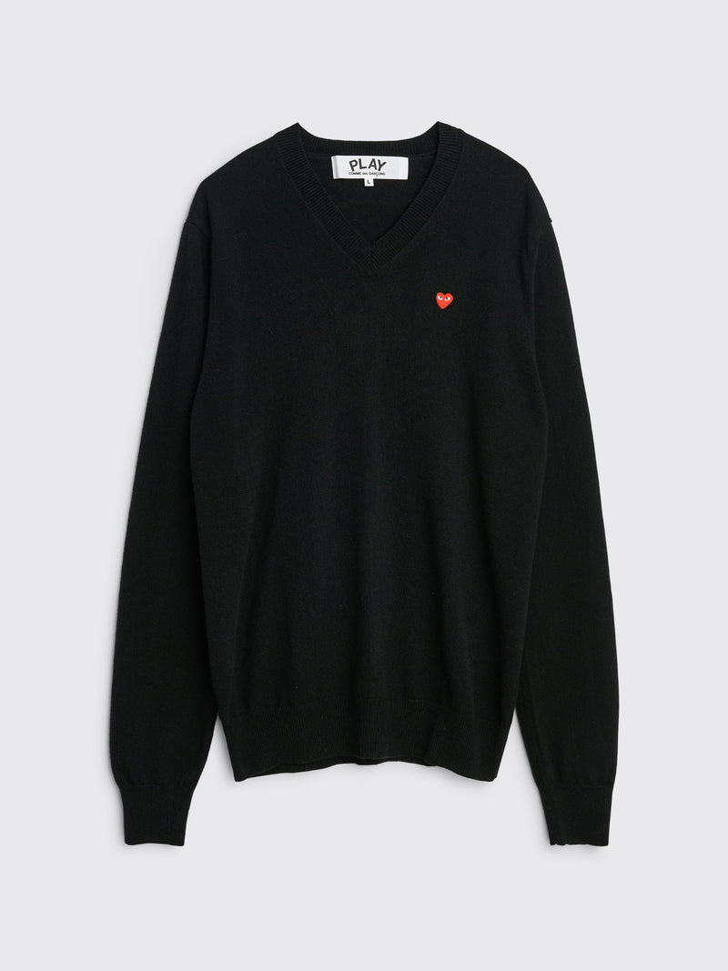 Comme des Garcons Play Mini Heart V-Neck Knit Sweater Black