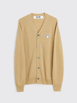 Comme des Garcons Play Small Heart Knitted Cardigan Light Camel