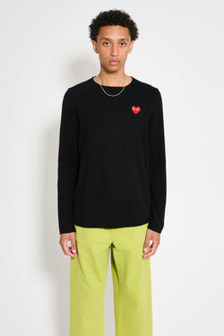 Comme des Garcons Play Small Heart Knitted Sweater Black